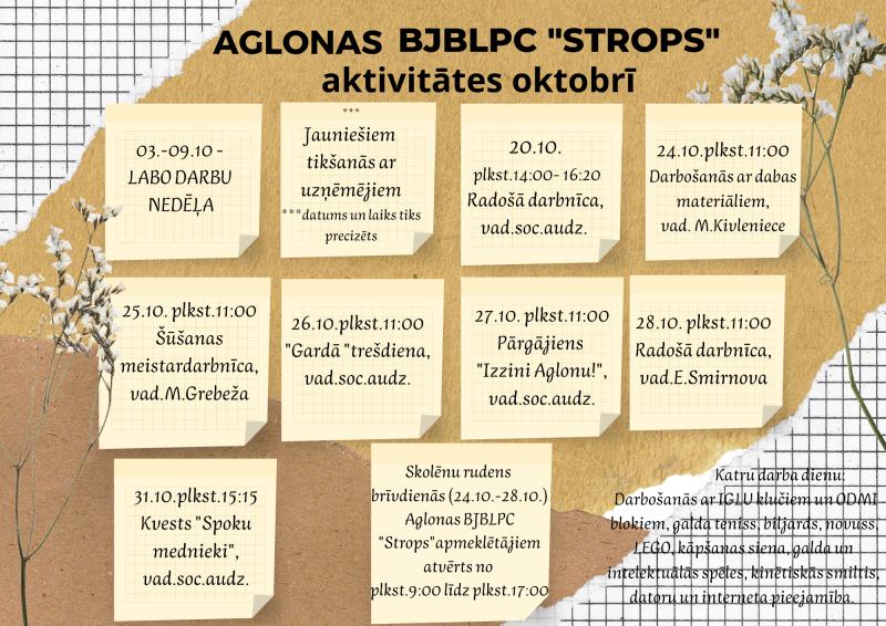 Aglonas BJBLPC “Strops” aktivitātes oktobrī