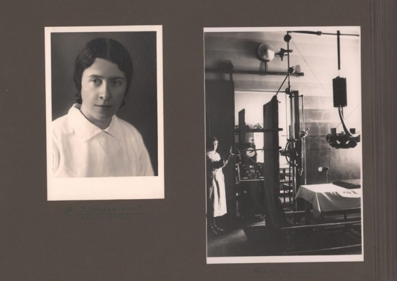 Albuma 3. lappuse: rentgena kabinets un tā vadītāja dr. Janina Stancevičūte