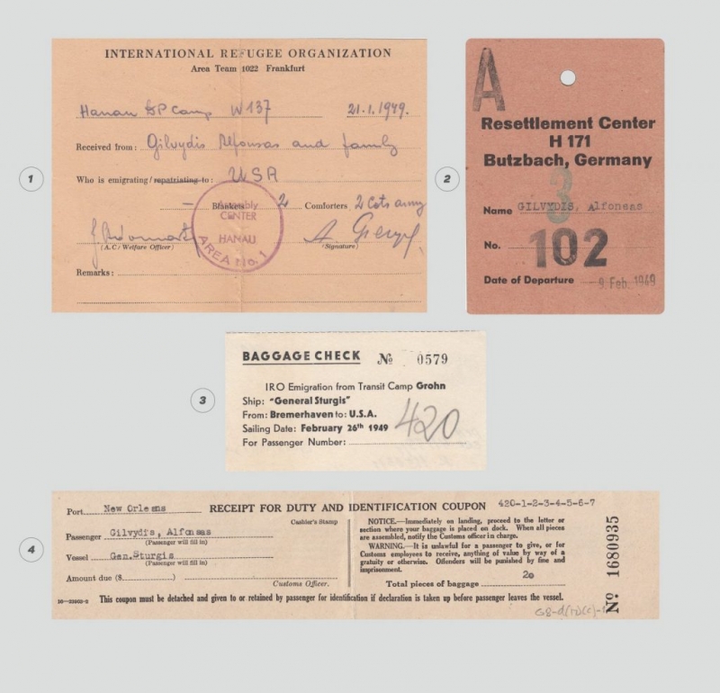 A. Gilvīža ģimenes emigrācijas dokumenti no Vācijas uz ASV