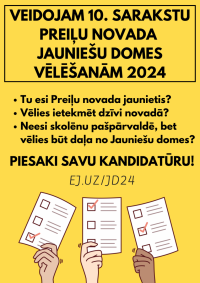 Veidojam 10. sarakstu Preiļu novada Jauniešu domes vēlēšanām 2024!