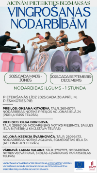 Aicinām pieteikties bezmaksas vingrošanas nodarbībām